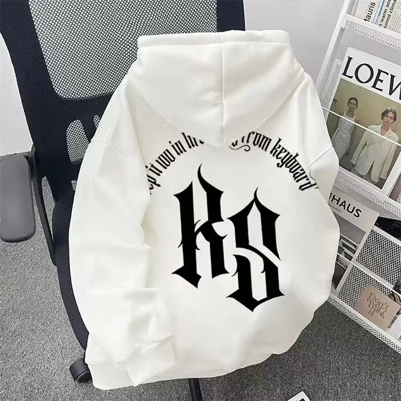 2025 Autumn Goth Fashion Letter Printed Hoodies For Man Hip Hop Cotton Fleece Hooded Sweatshirts Y2K Streetwear Pullover Hoody