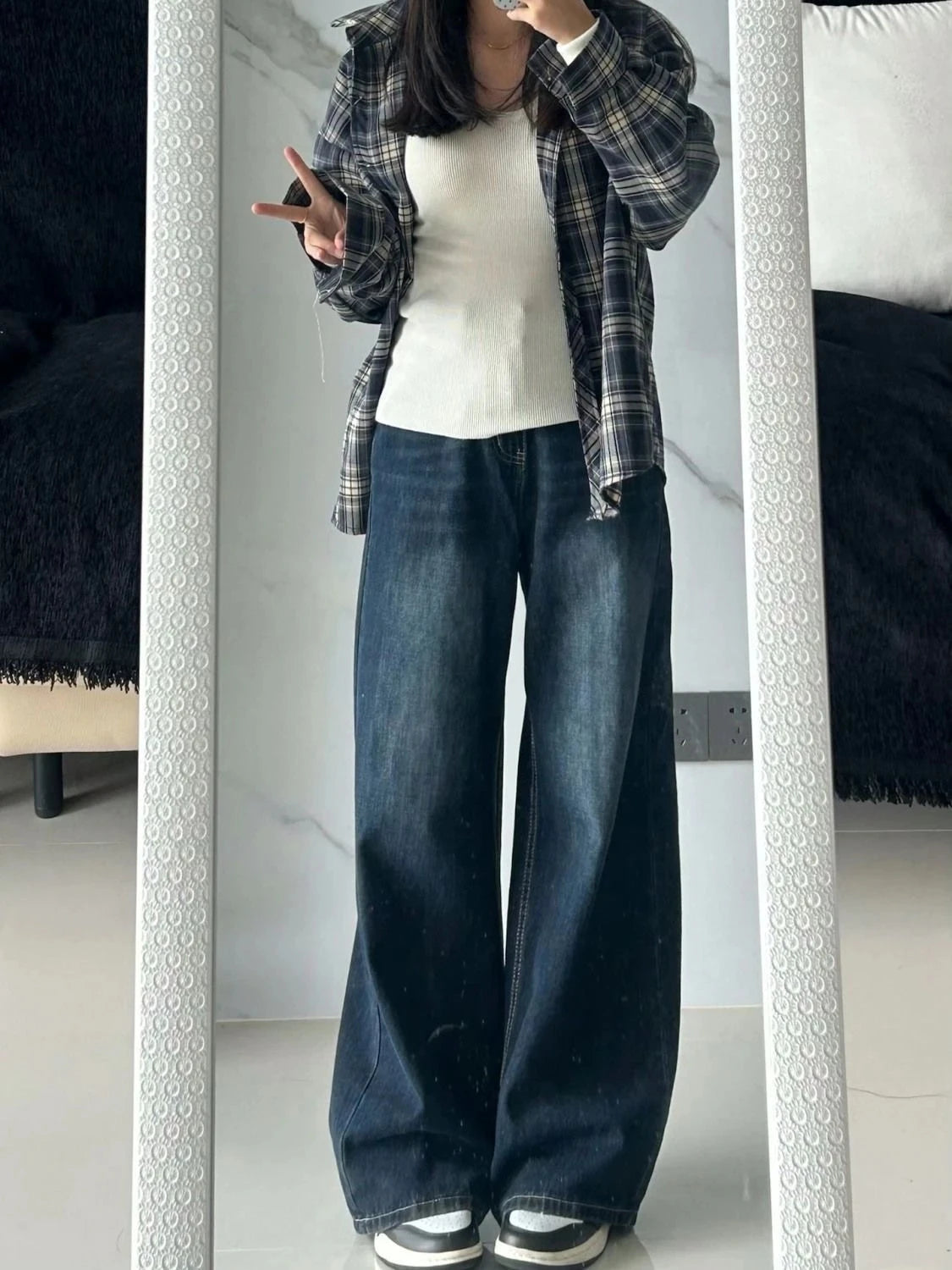 Womens Jeans Baggy Jeans Y2k Retro  Loose Straight Leg Washed Denim High Waist Slimming Comfort Fit Long Pants For Women