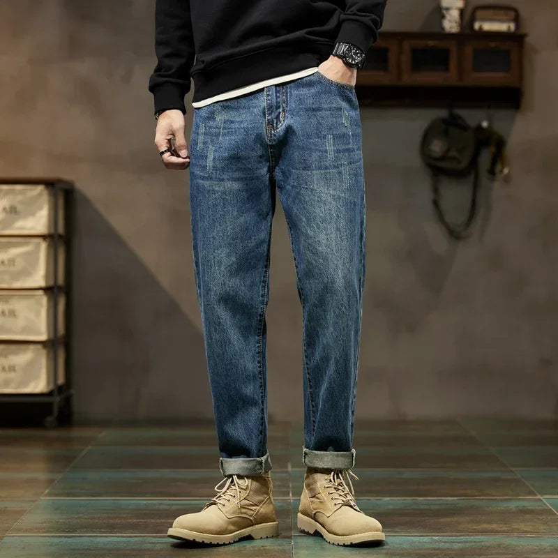 New Autumn and Winter Men's Jeans, High Quality, Comfortable, Versatile, Loose, Straight, Trendy Brand, Men's Harem Long Pants