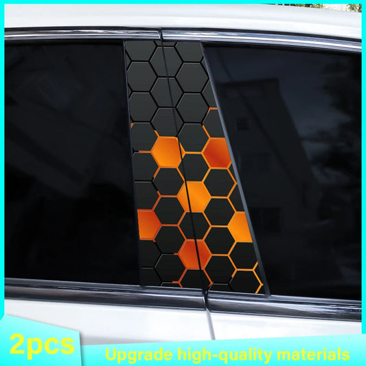 2pcs Polygonal Honeycomb Car Stickers Car Door Pillar Stickers Anti-Scratch Vinyl Stickers Car Center B Pillar DIY Stickers