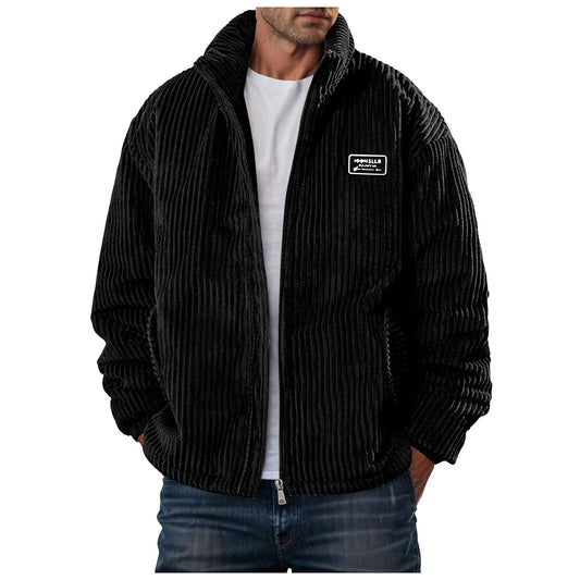 Men's Corduroy Winter Down Coat Streetwear Thick Cotton Padded Jacket Outdoor Turtleneck Zip Up Warm Quilted Parkas Men Clothing