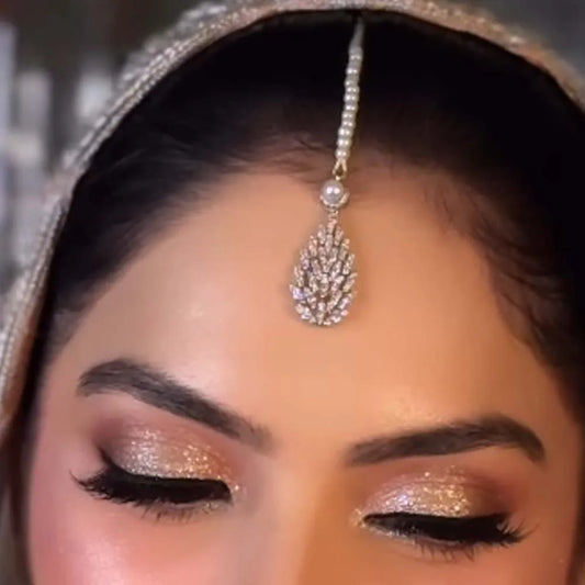 Stonefans Pearl Forehead Chain – Vintage Indian Headband with Crystal Pendant