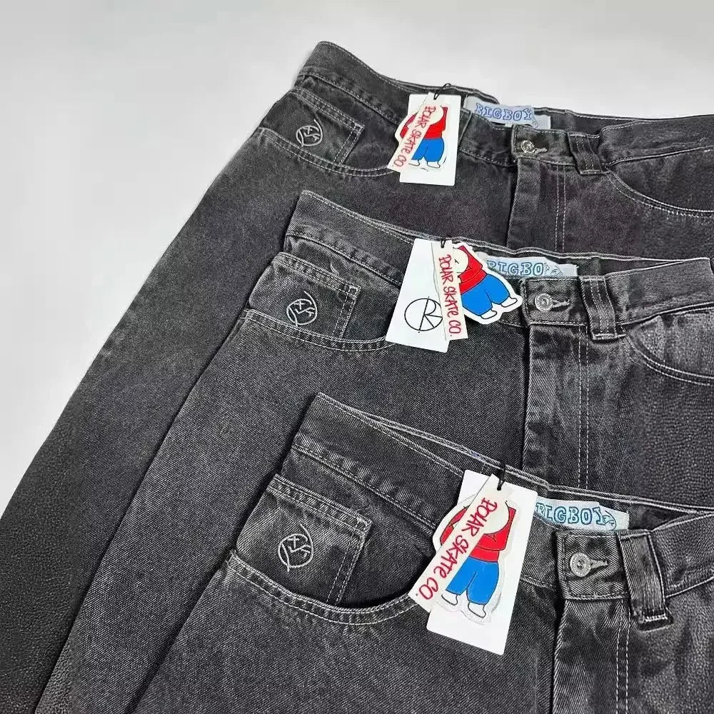 Y2k big boy jeans hip hop cartoon embroidery graphic loose baggy jeans harajuku streetwear high waisted vintage wide leg pants