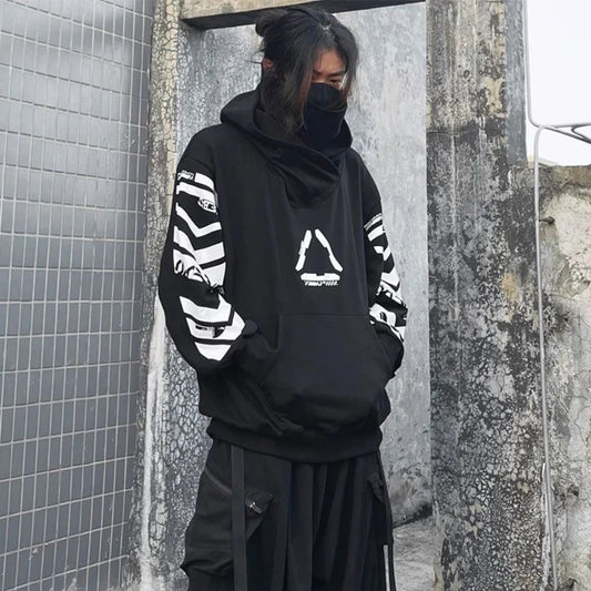 2025 Punk Hoodie Men Fashion Creative Print Sweatshirt Pullover Harajuku Hip Hop Streetwear Tactical Functional Hoodies Techwear