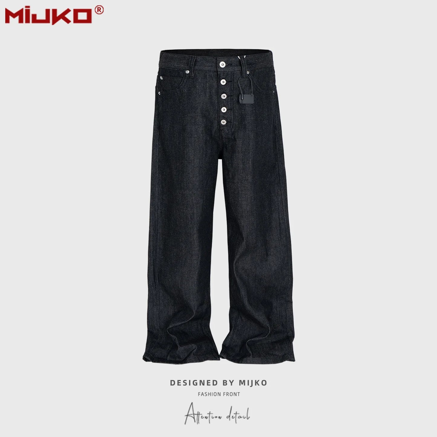 MIJKO High Street Cleanfit Drak Blue Jeans for Men and Women Straight Vintage Casual Denim Trousers ZJ089