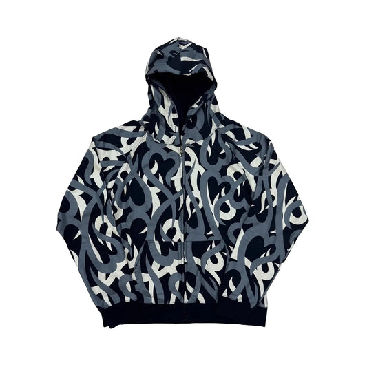 New Luxury Tribal Camo Hearts zip up N9 Face Pullover Hoodies Hoody hooded Sweatshirts velvet Cotton Thick Fleece Asian E51
