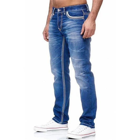 New men's double line jeans, casual denim trousers - the best choice for everyday wear