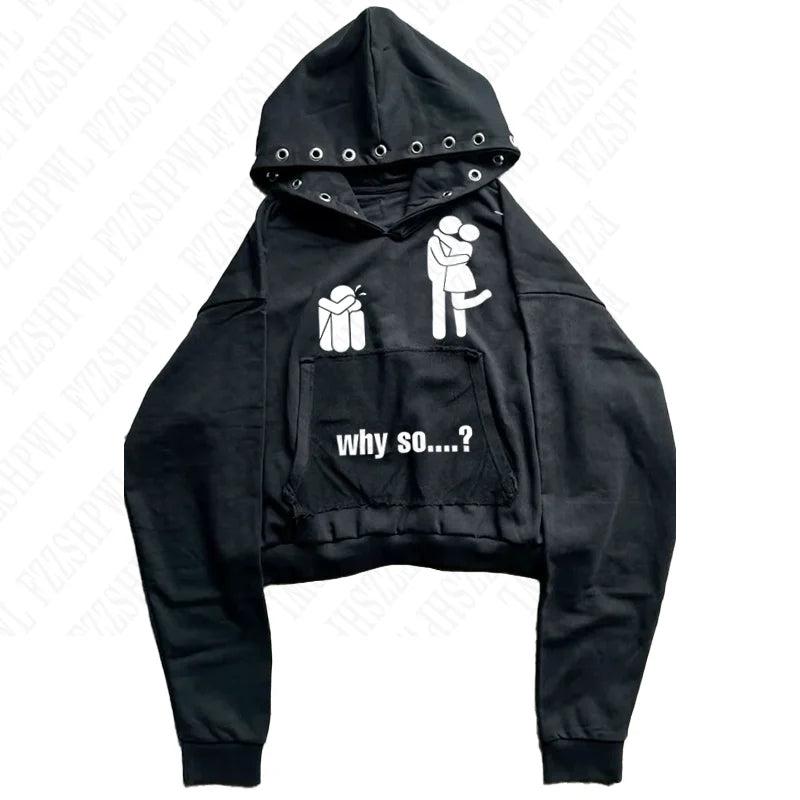 American retro y2k Harajuku street autumn and winter retro trend punk men's and women's personalized printed pullover hoodies