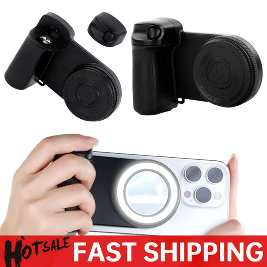 For Magsafe Bluetooth-Compatible Shutter Phone Hand Grip Camera Handle Grip Selfie Stablizer Selfie Handle for iPhone 16 15 Vlog