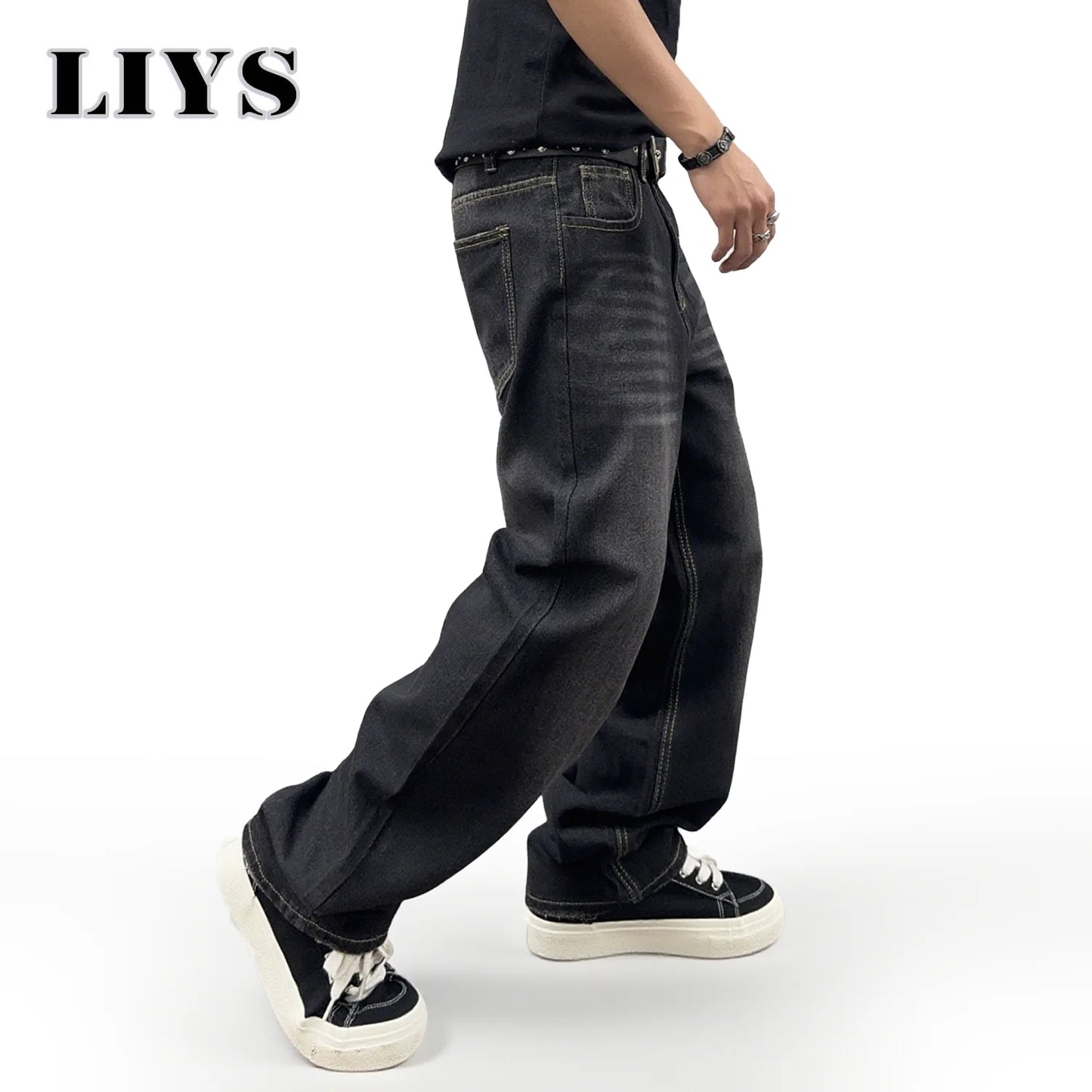 Men's Autumn Black Classic Loose Straight leg Jeans 2025 Retro Washed Basic Denim Pants Winter Business Casual Baggy Jeans