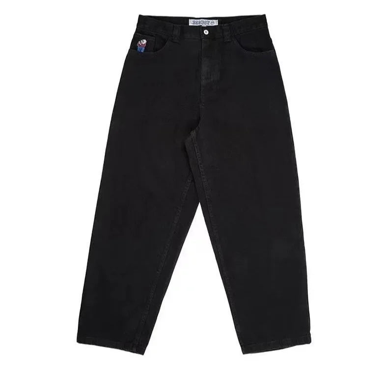 Polar big boy jeans black skateboarding denim pants y2k casual streetwear loose mens baggy jeans harajuku men clothing