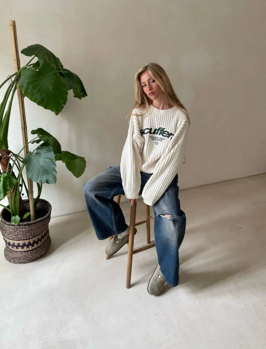 Street trend letter patch design simple long sleeved couple y2k retro casual comfortable loose warm outdoor O-neck sportswear