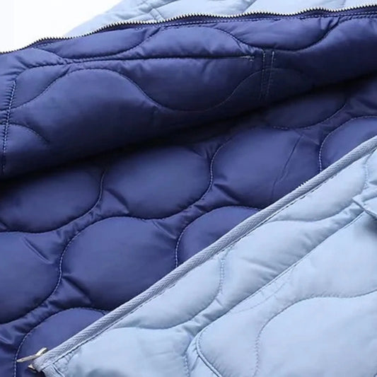 Women's Solid Winter Jacket V Neck Zipper Long Sleeve Cotton Down Coat For Women Versatile Wolfeel Quilted Jacket For Women