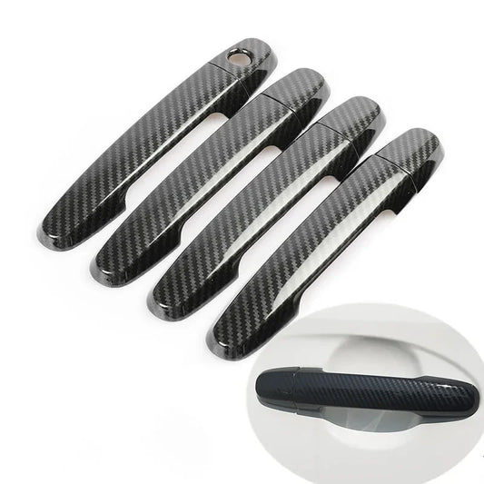 For Toyota VIOS 2002 - 2017 XP40 XP90 XP150 Belta Chrome Carbon Fiber Car Door Handle Cover Trim Car Styling Accessories