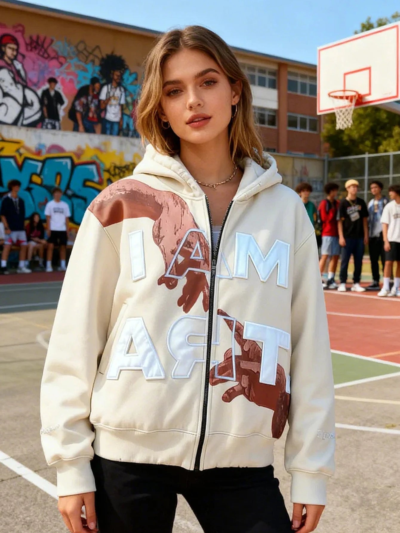 Y2K Fall Jackets for Women Oversize Letter Pattern Zip Up Hoodie Street Hip-hop Style Red Casual Jacket Unisex
