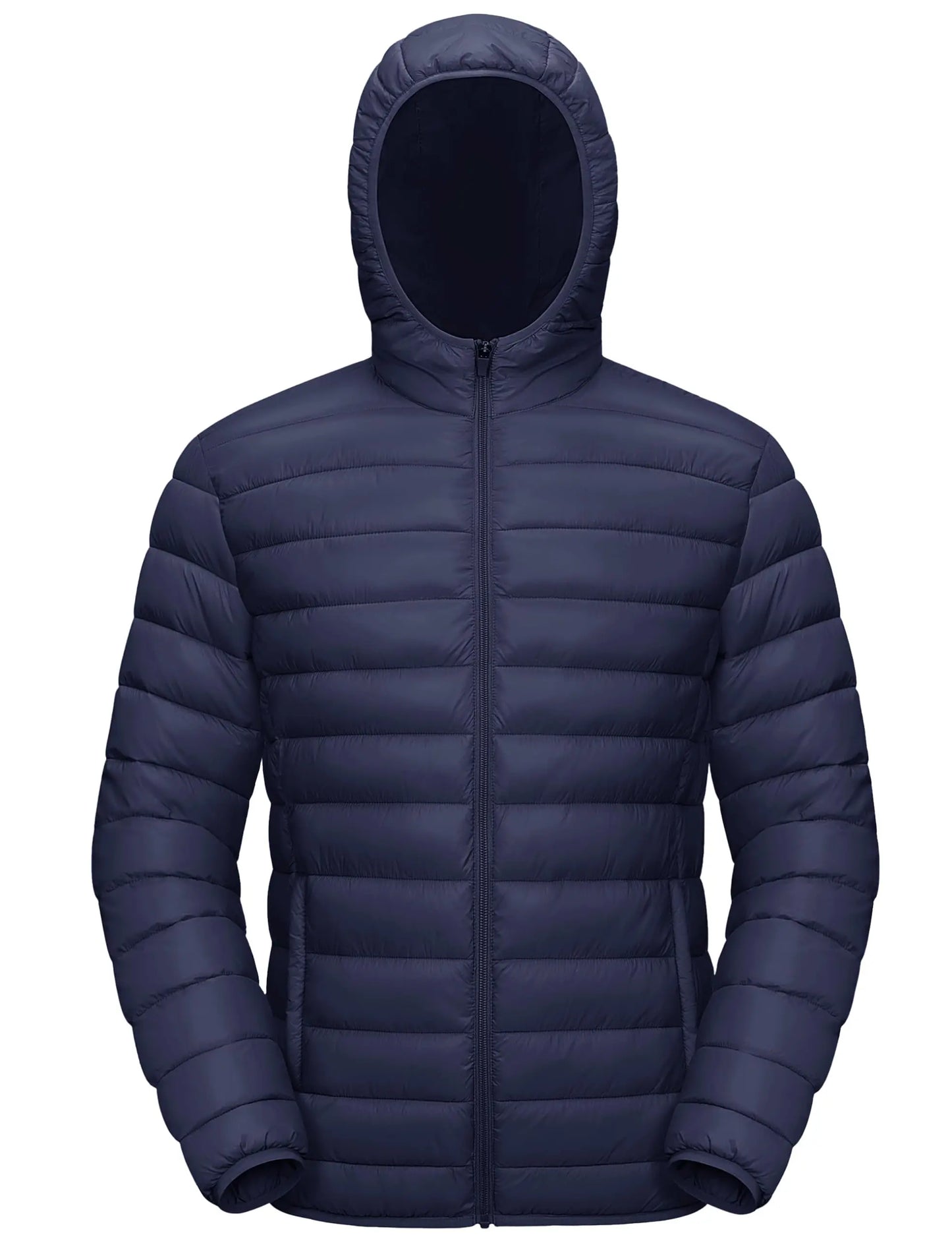 Men’s Winter Insulated Lightweight Puffer Hooded Windbreaker Quilted Coat Water-Resistant Full Zip Bubble Jackets Hiking Coat