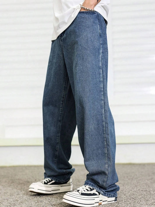 Men’s Relaxed Fit Straight Leg Jeans, Everyday Comfort for Lounging at Home to Quick Errands