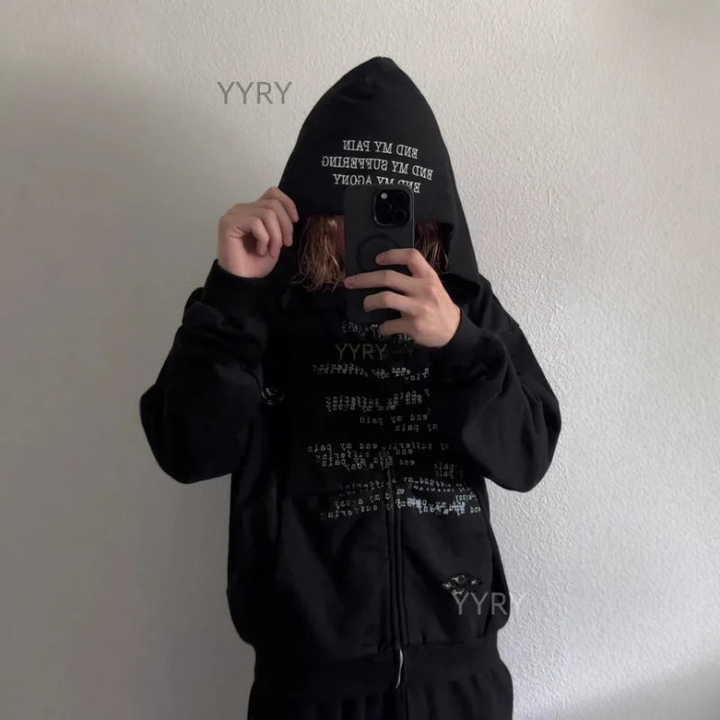 European and American y2k printed letter pullover sweatshirt long sleeved pullover hoodie