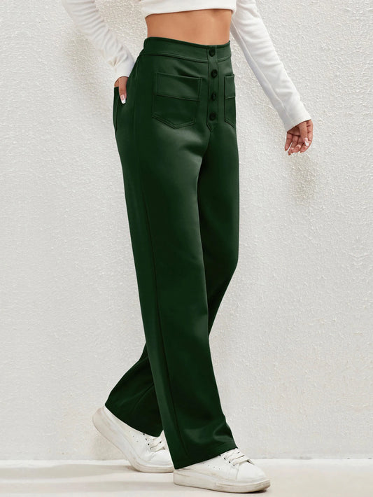 Women Sweatpants 2024 High-Waisted Multi-Pocket Cargo Pants Elegant Full-Length Casual Pants Blackish