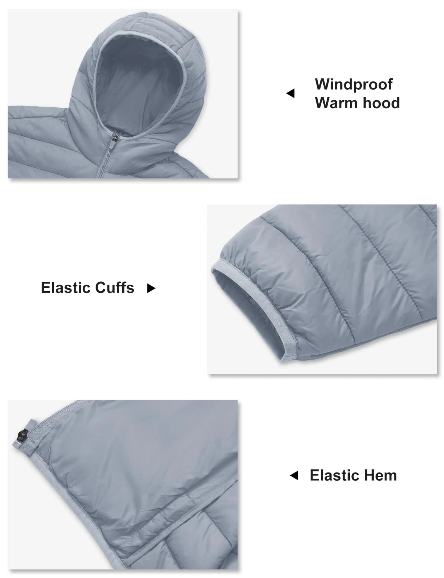 Men’s Winter Insulated Lightweight Puffer Hooded Windbreaker Quilted Coat Water-Resistant Full Zip Bubble Jackets Hiking Coat