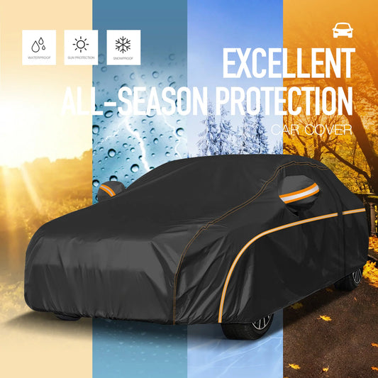 Universal Car Cover Outdoor Waterproof UV Snow Dust Resistant Black 210D For BMW 325i 328i Auto Exterior Styling Car Accessories