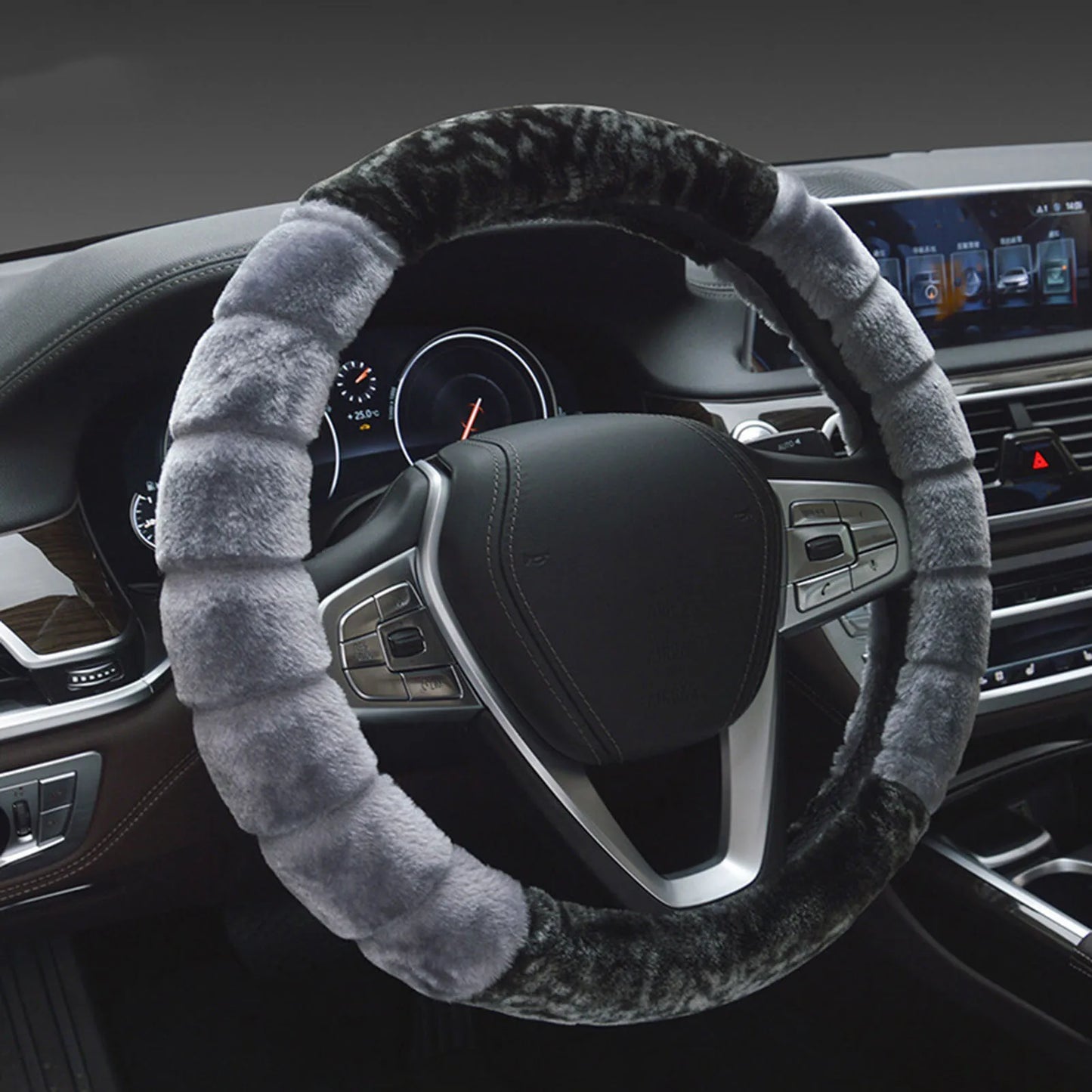 Winter Plush Steering Wheel Cover Easy to Install and Anti-slip Fluffy Wheel Protector Suitable for Car Truck Van SUV MIAO-US