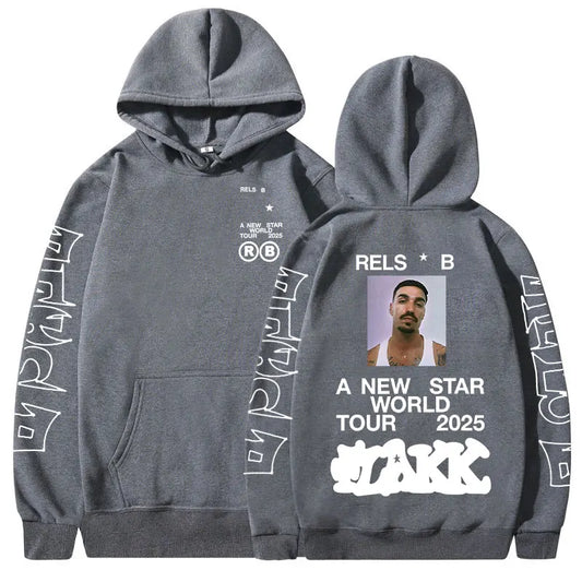 Rapper  Rels B A New Star World Tour 2025 Hoodies Men Women Clothing Fashion Hip Hop Sweatshirts Oversized Long Sleeve Pullovers