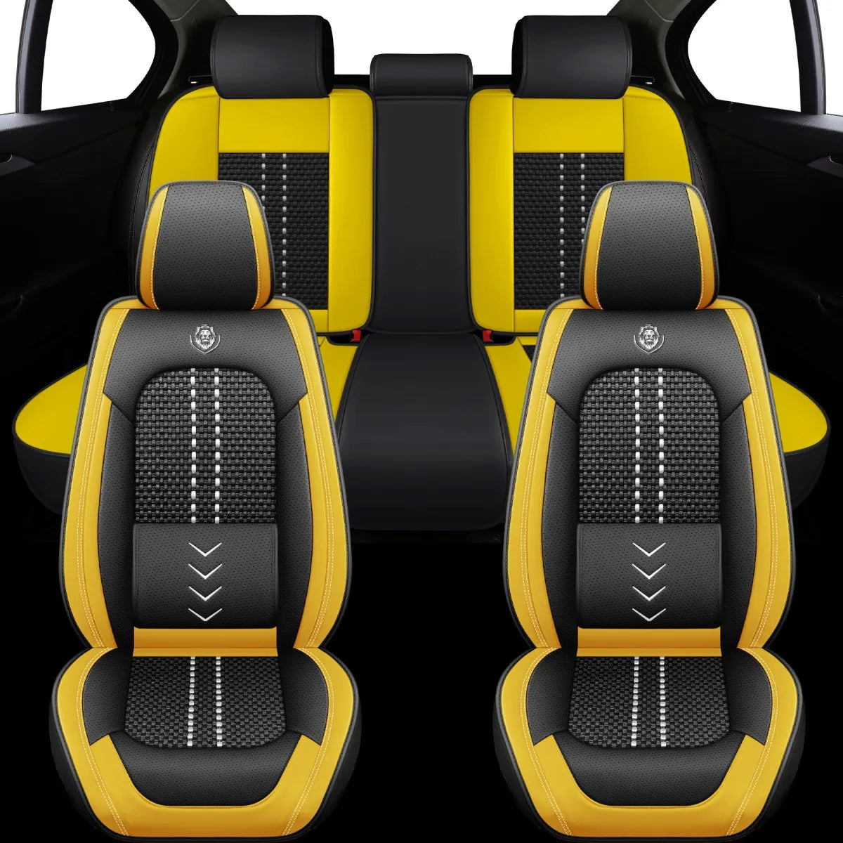 Universal leather car seat covers, full - enclosed installation, waterproof and easy to clean, 5 - piece set for the whole car