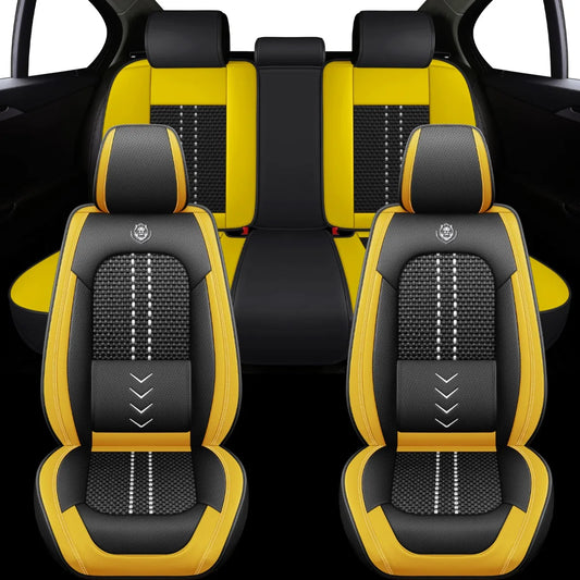 Universal leather car seat covers, full - enclosed installation, waterproof and easy to clean, 5 - piece set for the whole car