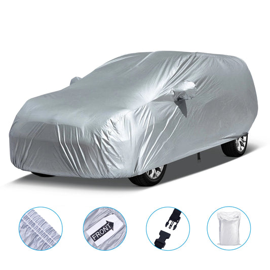 Universal SUV/Sedan Full Car Covers Outdoor Waterproof Sun Rain Snow Dust Resistant Protection UV Car silver Auto Case Cover