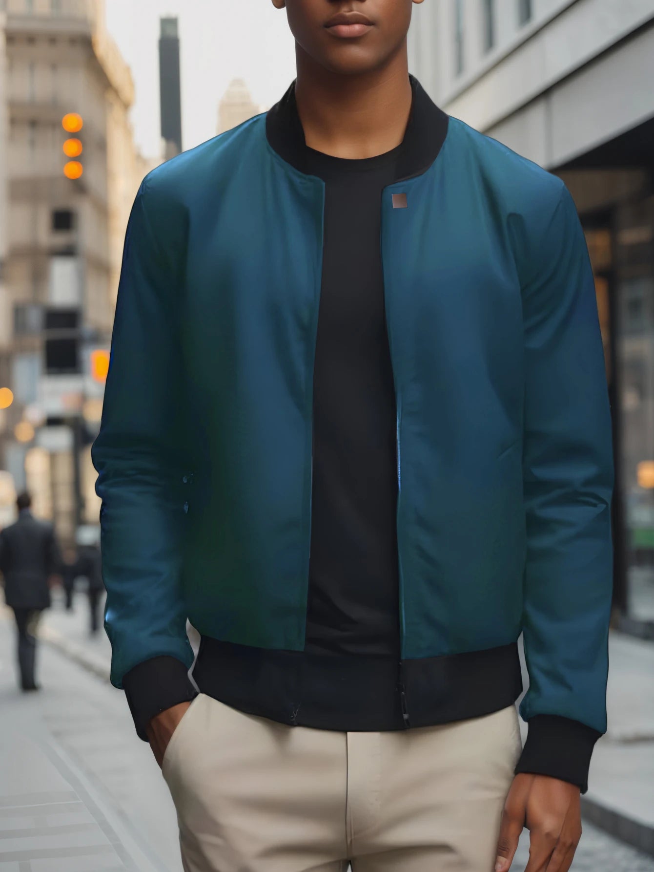 2025 Spring and Autumn New Baseball Collar Short Loose Solid Color Jacket Men's Business Casual Thin Coat Trend