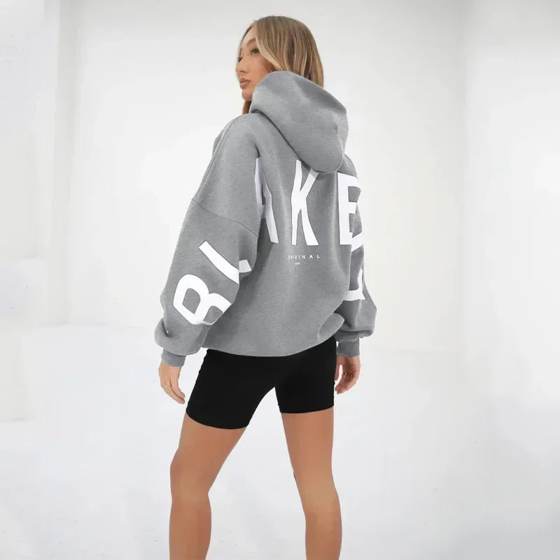 Y2K European new sweatshirt printed letter pullover oversized sweatshirt jacket high street hip hop fashion men and women
