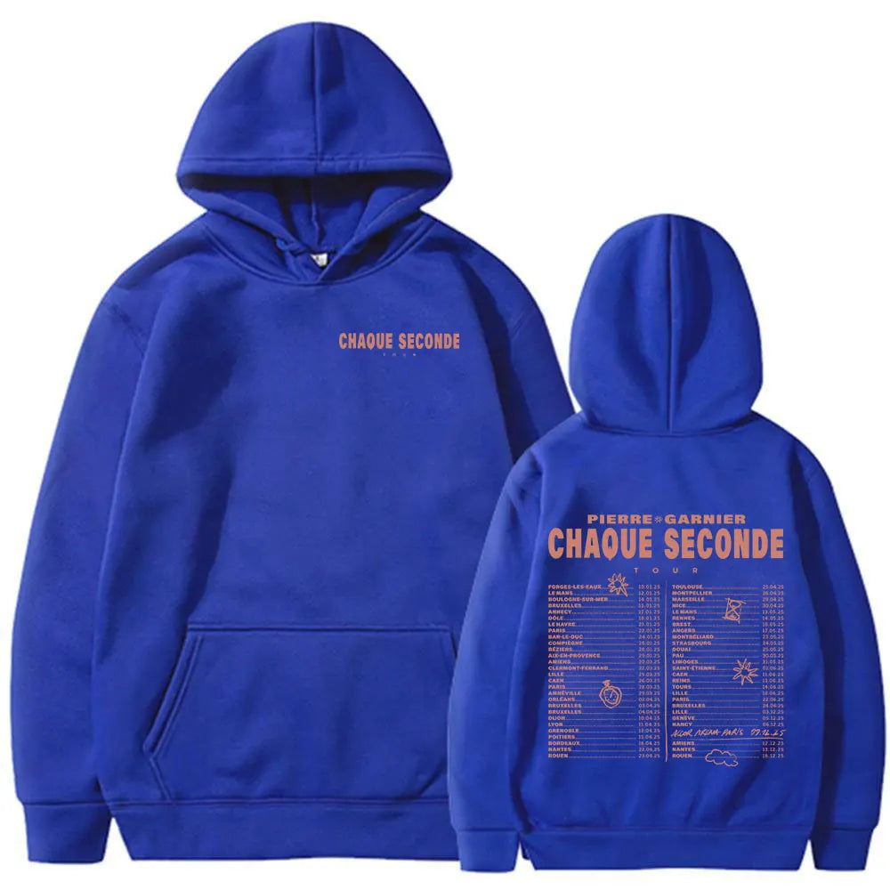 Pierre Garnier Chaque Seconde Tour 2025 Merch Hoodies Hip Hop Fashion Hooded Sweatshirts Men's Women Clothing Oversized Pullover