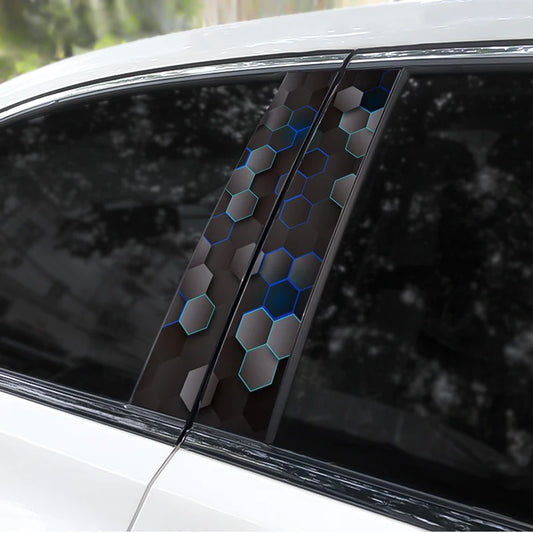 2pcs Polygonal Honeycomb Car Stickers Car Door Pillar Stickers Anti-Scratch Vinyl Stickers Car Center B Pillar DIY Stickers
