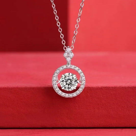 1ct Moissanite Pendant Necklace – 925 Sterling Silver Clavicle Chain
