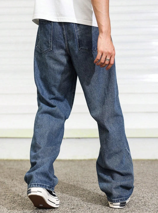 Men’s Relaxed Fit Straight Leg Jeans, Everyday Comfort for Lounging at Home to Quick Errands