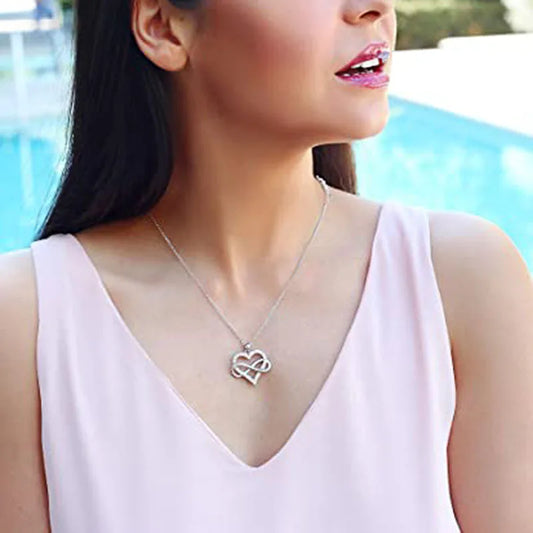 Huitan Silver Color Love Heart Necklace for Women Full with Sparkling CZ Engagement Wedding Bridal Necklaces New Fashion Jewelry