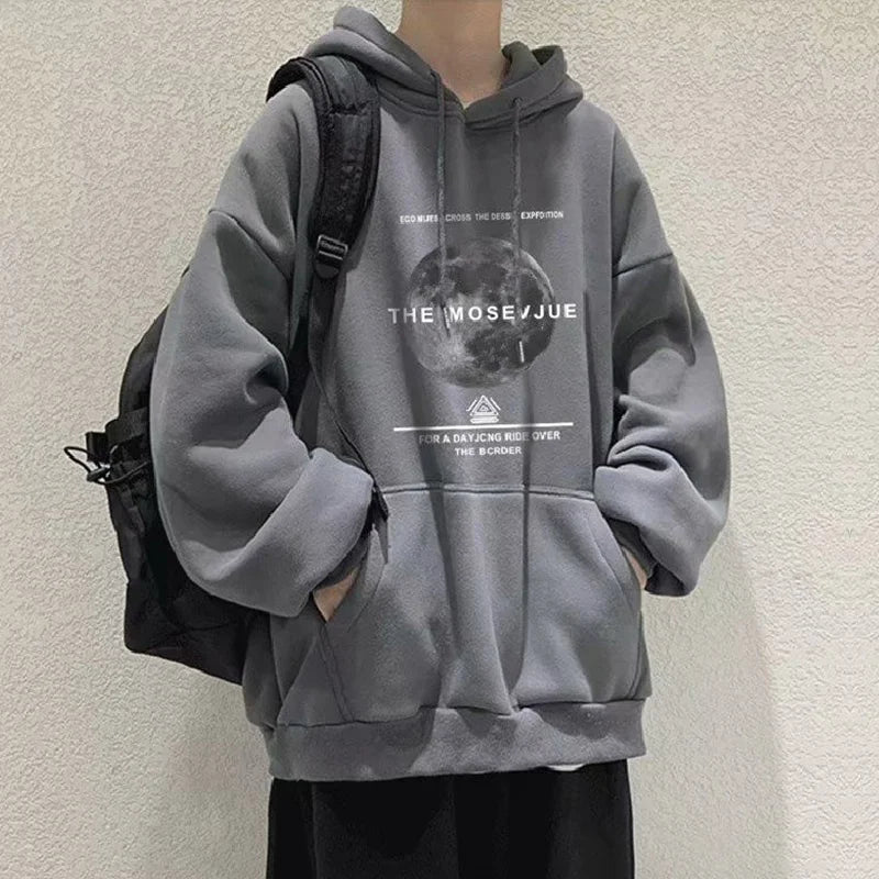 Goth Moon Graphic Print Y2K Hoodies Men Hip Hop Fashion Pullovers Hoody Autumn Streetwear Fleece Baggy Hooded Sweatshirts