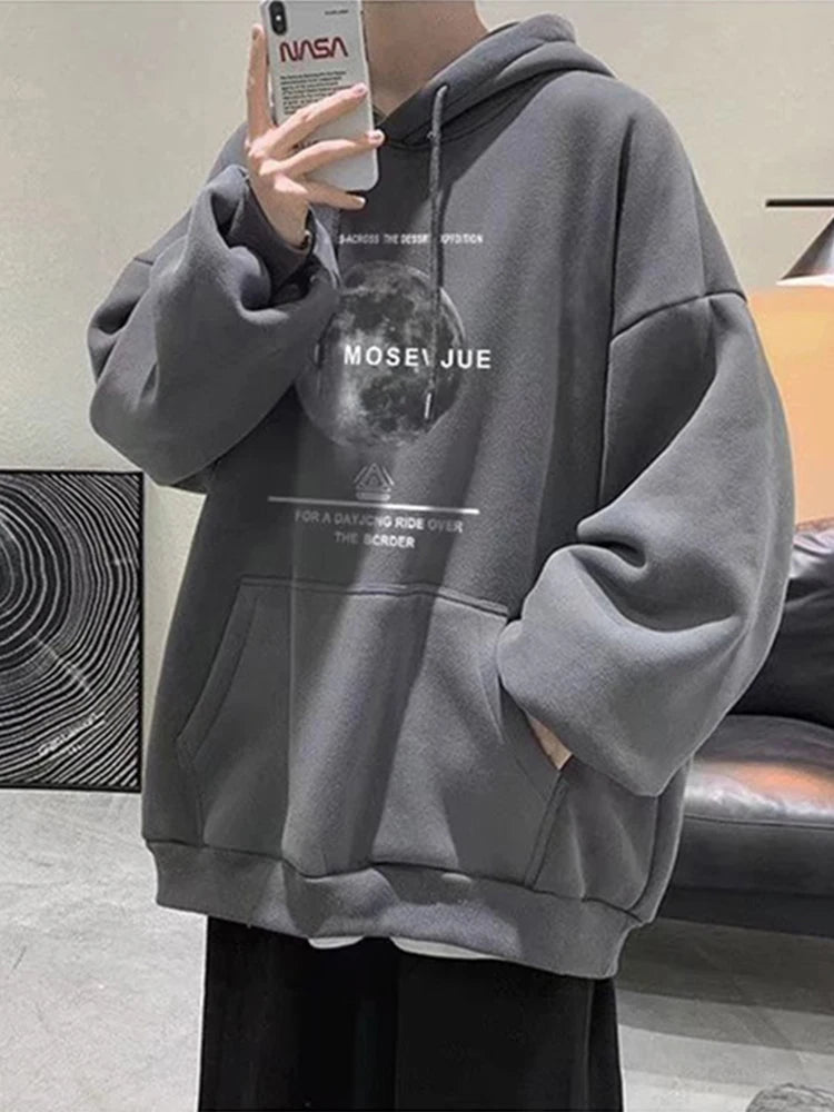 Goth Moon Graphic Print Y2K Hoodies Men Hip Hop Fashion Pullovers Hoody Autumn Streetwear Fleece Baggy Hooded Sweatshirts