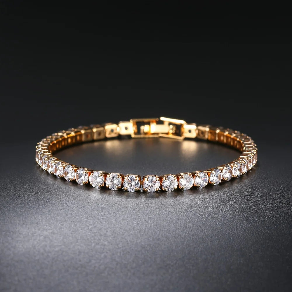 New Pure Copper Tennis Chain Bracelet - Zirconia Hip Hop Jewelry for Men & Women (Anti-Tarnish, Christmas/Halloween Gift)