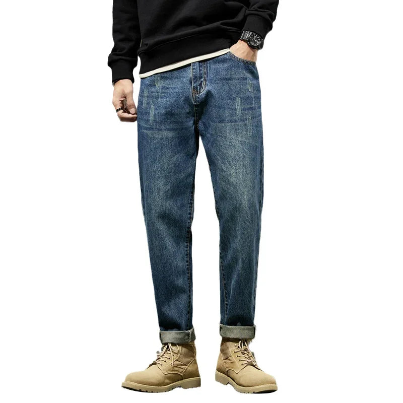 New Autumn and Winter Men's Jeans, High Quality, Comfortable, Versatile, Loose, Straight, Trendy Brand, Men's Harem Long Pants