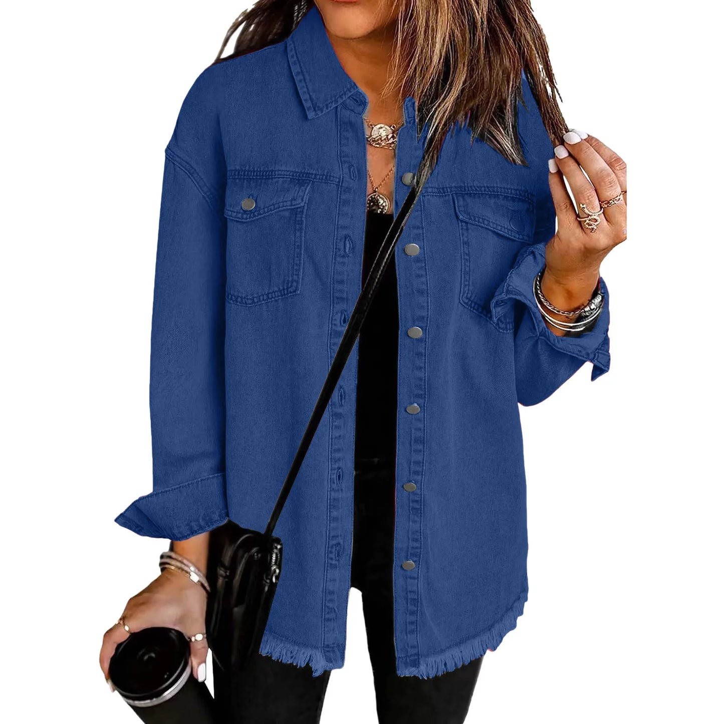 Jean Cardigans Women Fashion Washed Denim Shirt Jacket Autumn And Winter Personality Street Ruffled Denim Jacket For Women