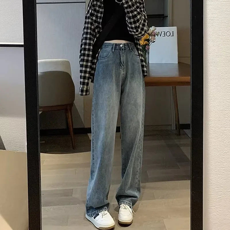 New Autumn And Winter Styles Suitable For All Seasons Basic Jeans For Women High Waist Retro Wide Leg Versatile And Casual Jeans