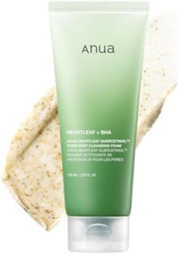 Anua Heartleaf Quercetinol Pore Deep Cleansing Foam, Facial Cleanser, for Double Cleansing, BHA, Hyaluronic Acid, Glycerin, Face Wash, Blackhead Remover, Korean Skincare, 5.07 fl.oz