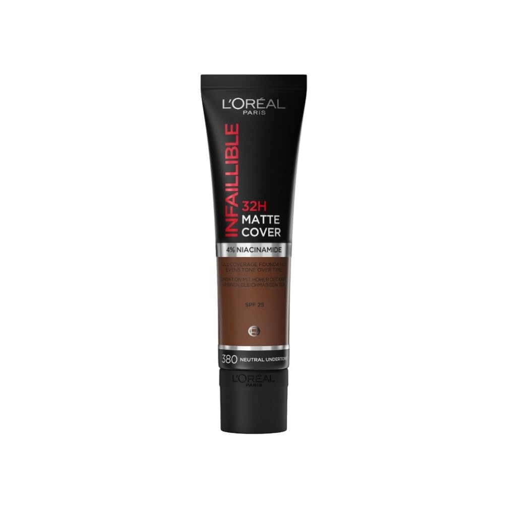 L'Oreal Paris Cover Liquid Foundation, With 4% Niacinamide, Long Lasting, Natural Finish, Available in 20 Shades, SPF 25, Infallible 32H Matte Cover, Shade 110, 30ml Halalzen