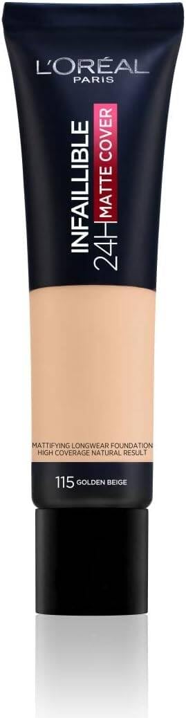 L'Oreal Paris Cover Liquid Foundation, With 4% Niacinamide, Long Lasting, Natural Finish, Available in 20 Shades, SPF 25, Infallible 32H Matte Cover, Shade 110, 30ml Halalzen