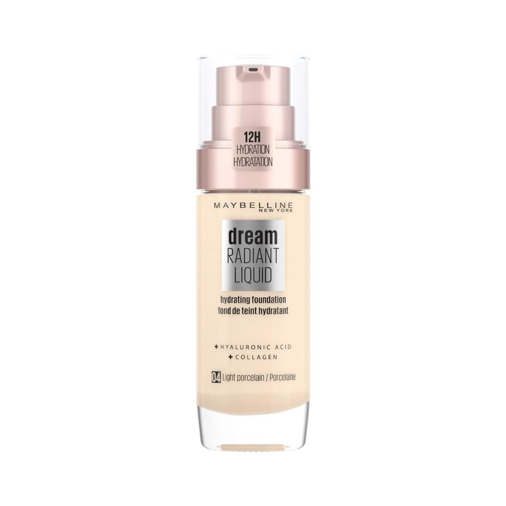 Maybelline Foundation, Dream Radiant Liquid Hydrating Foundation with Hyaluronic Acid and Collagen - Lightweight, Medium Coverage Up to 12 Hour Hydration, 30 Sand Halalzen