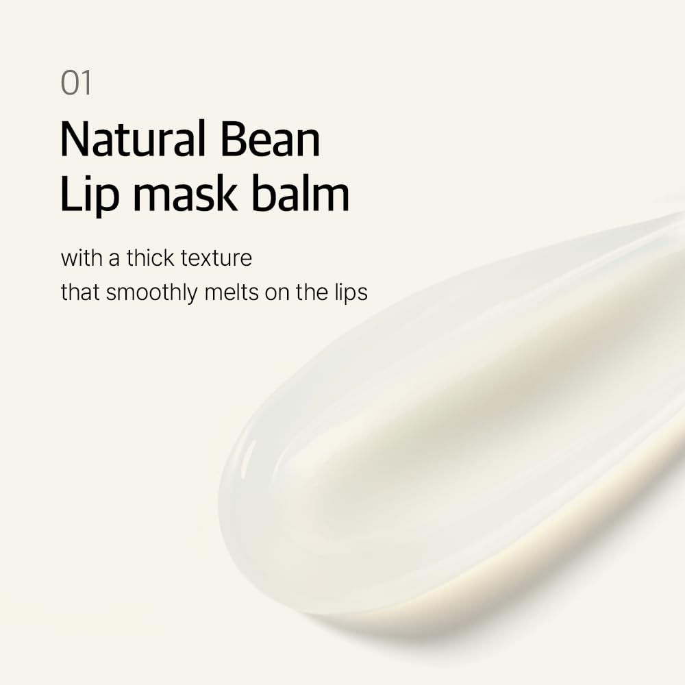 mixsoon Natural Bean Lip Mask Balm - Hydrated Lips, Softening, Fermented Bean and Shea Butter, Vegan Formula for Smooth Lip Balm 11g / 0.37 fl. oz. Korean Glass Skin Care Halalzen