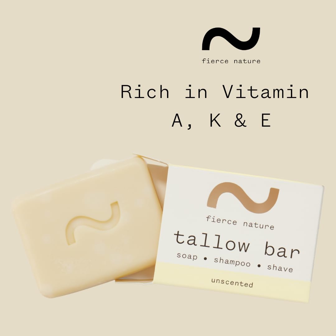 Fierce Nature Multi-Use Pure Tallow Bar | Organic & Natural Moisturising Bar for Face, Body, Hands & Hair | Non-Toxic Skincare Essential - Sweet Orange 80g Halalzen