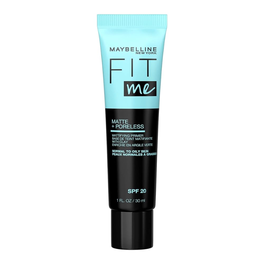 Maybelline New York Fit Me Matte and Poreless Face Primer, Shine-Control Formula That Provides a Mattified Makeup Finish and Smooth Canvas for Oily to Normal Skin Types, Matte and Poreless Halalzen